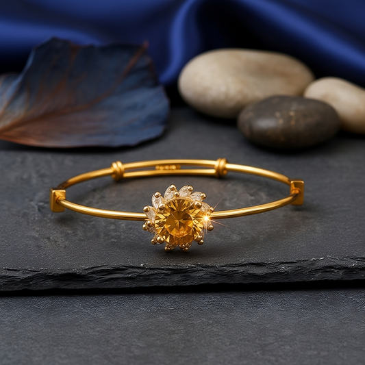 SINIMU Scarlet Bloom Bangle - Gold-Plated Floral Bangle Jewelry Elegance