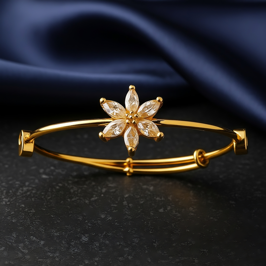 SINIMU Scarlet Bloom Bangle - Gold-Plated Floral Bangle Jewelry Elegance