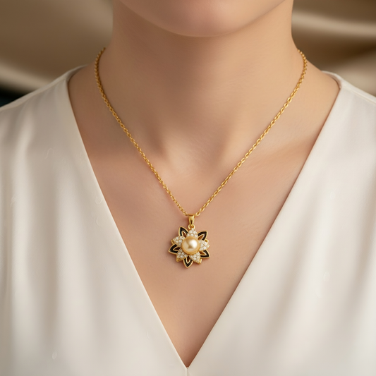 SINIMU – Celeste Spin Necklace with Rotating Floral Pendant
